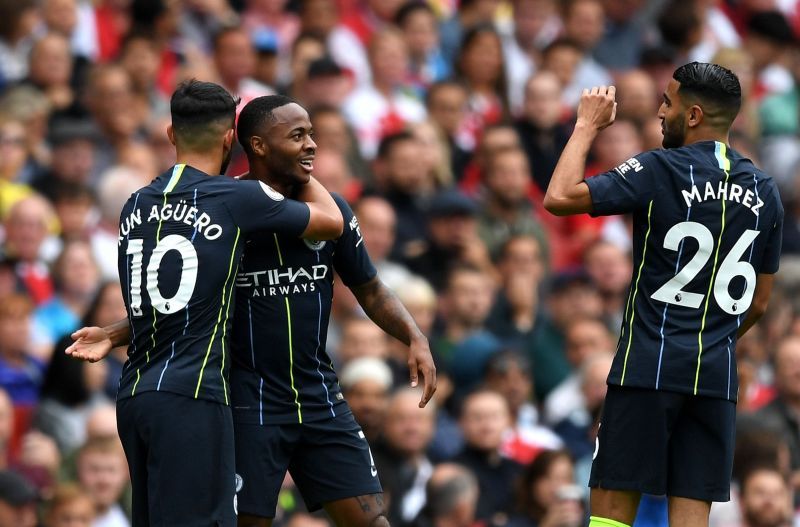 Sergio Aguero, Raheem Sterling and Riyad Mahrez