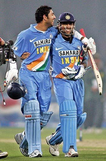 Both Yuvraj Singh and MS Dhoni played key roles as India beat Pakistan in their own backyard. Credits: ESPNcricinfo