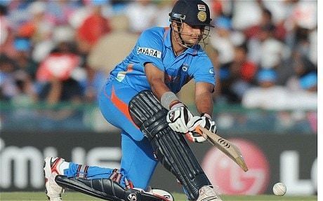 Suresh Raina en-route his knock against Pakistan in the 2011 World Cup