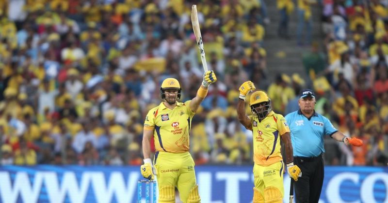 Shane Watson and Ambati Rayudu in action for CSK