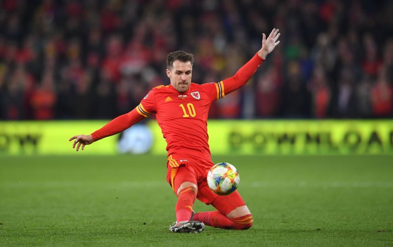 Aaron Ramsey in Wales colours