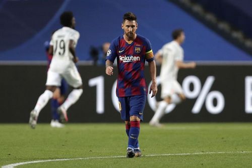 Lionel Messi during Barcelona's 8-2 loss against Bayern Munich in the Champions League quarter-final