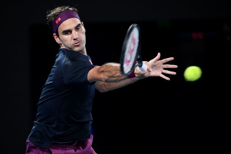 Roger Federer in action