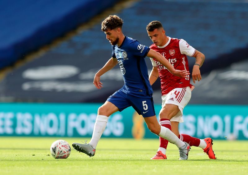 Jorginho in action for Chelsea against Arsenal