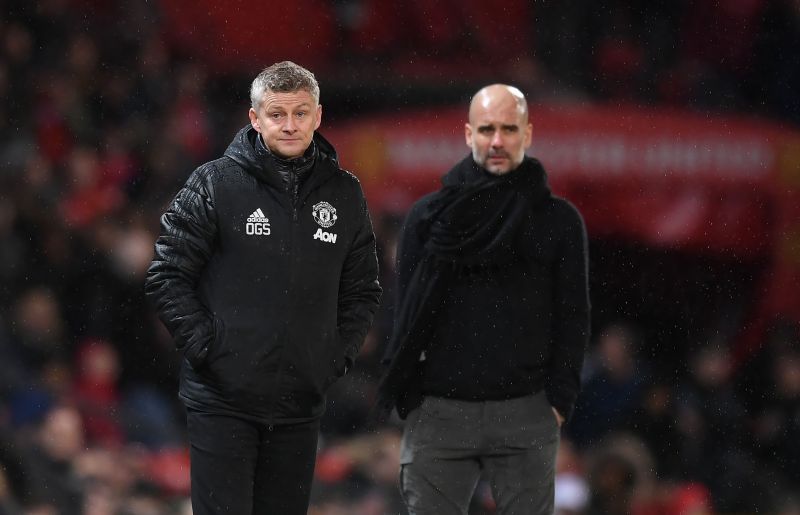 Manchester United and Manchester City managers Ole Gunnar Solskjaer and Pep Guardiola