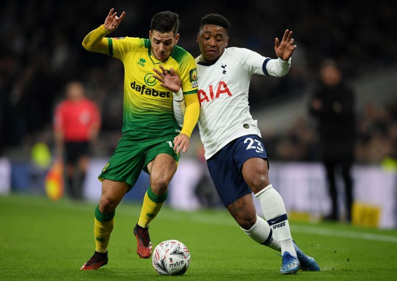 Emiliano Buendia in action against Tottenham Hotspur