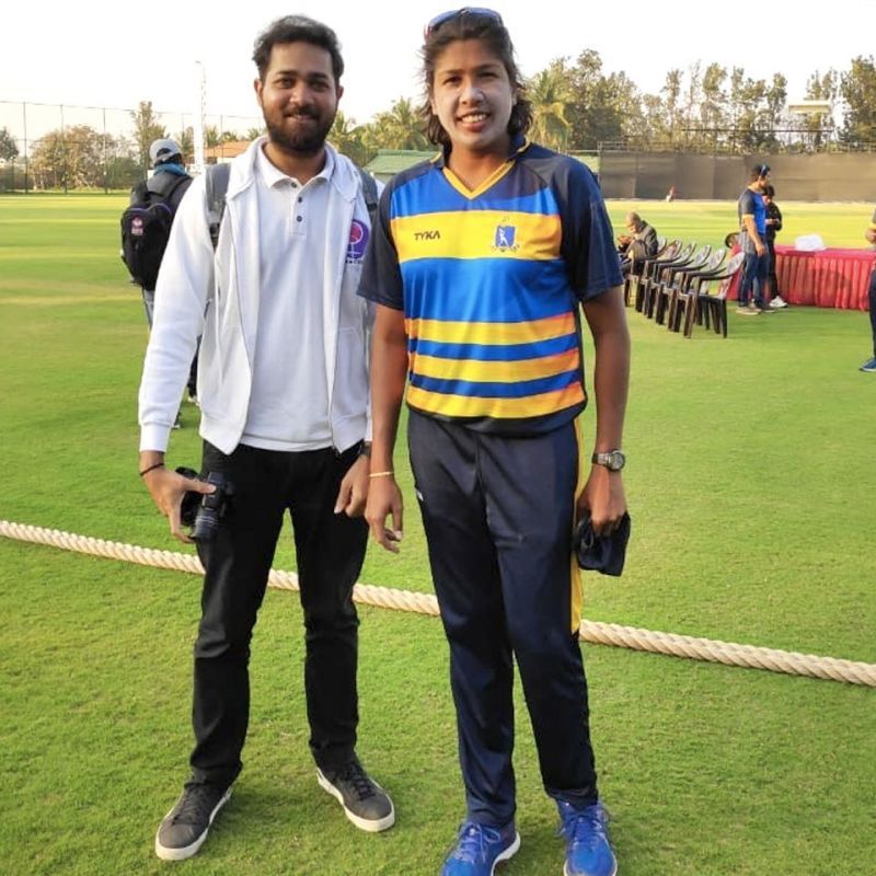 With Jhulan Goswami. Credits- Female Cricket