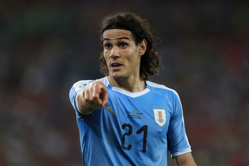 Edinson Cavani in Uruguay colours