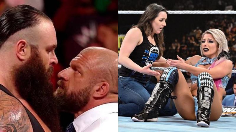 Braun Strowman and Triple H; Nikki Cross and Alexa Bliss