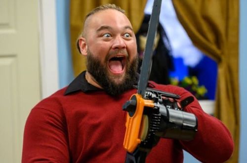 Bray Wyatt with a chainsaw on WWE's Firefly Fun House