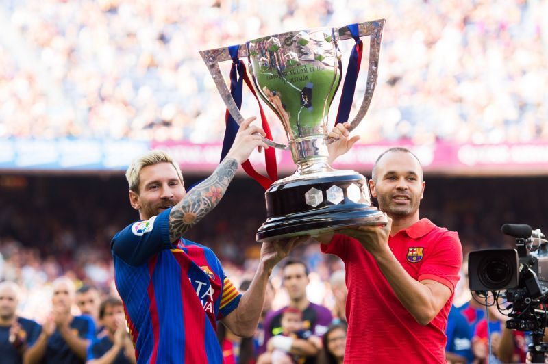 Messi (ten) and Iniesta (nine) are the Barcelona players with most LaLiga titles