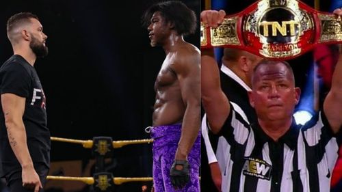 Finn Balor, Velveteen Dream and Mike Chioda. 