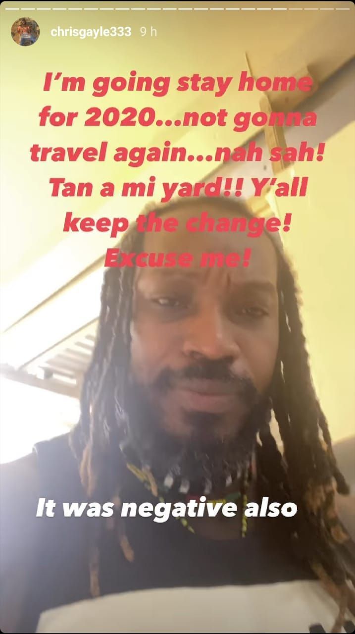 Chris Gayle posted a series of stories chronicling his COVID-19 testing