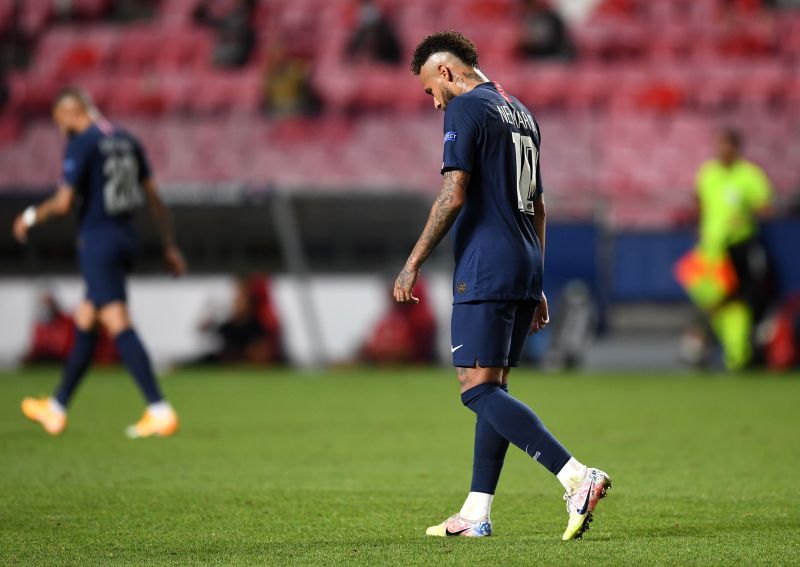 Neymar of Paris Saint-Germain looks dejected during the UEFA Champions League Final loss