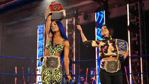 Sasha Banks and Bayley all the gold