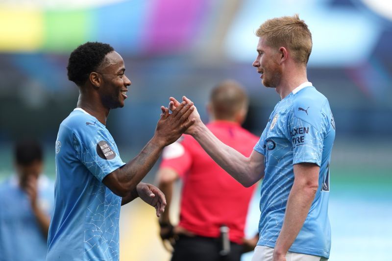Kevin De Bruyne (right) has assisted a lot of Raheem Sterling&#039;s goals this season.