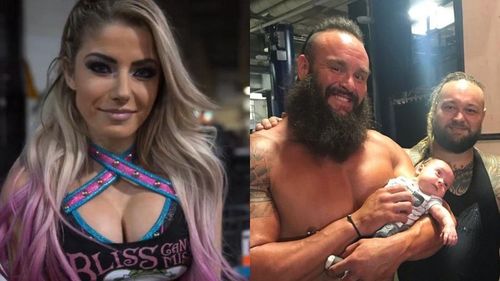 Alexa Bliss. Braun Strowman and Bray Wyatt with the latter's son. 