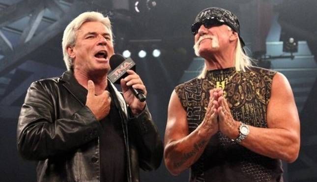 Eric Bischoff and Hulk Hogan in TNA; the duo also worked together on WCW