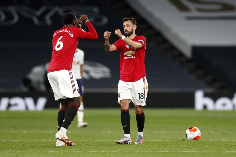 Manchester United&#039;s midfield stars Paul Pogba and Bruno Fernandes