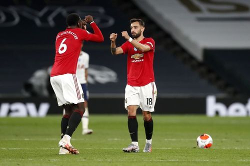 Manchester United's midfield stars Paul Pogba and Bruno Fernandes