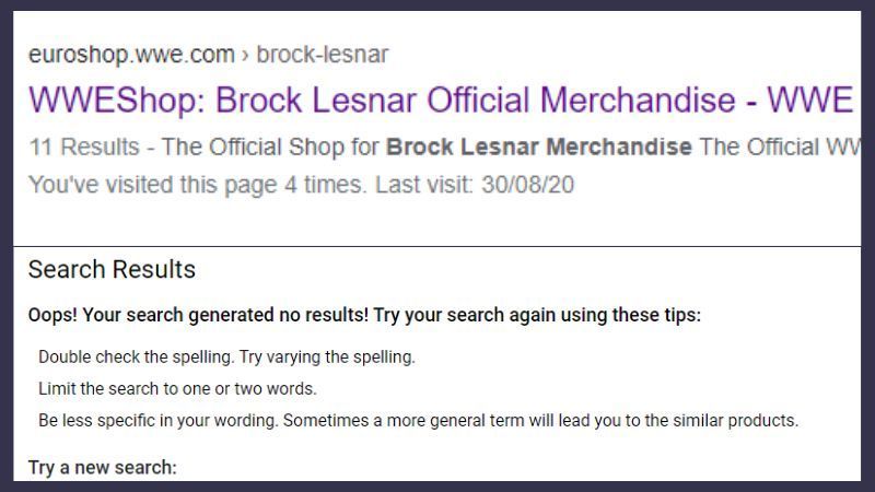 Brock Lesnar's merchandise cannot be accessed on WWE Shop