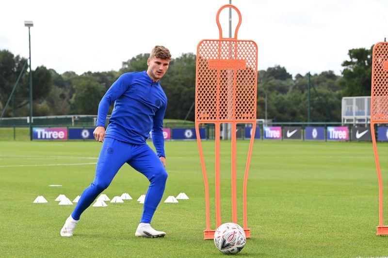 Timo Werner at his first Chelsea training session. Photo: Chelsea Football Club