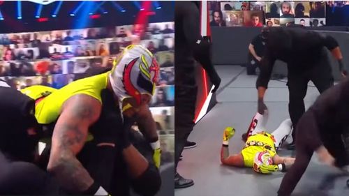 Rey Mysterio and Dominik were attacked by RETRIBUTION on RAW.