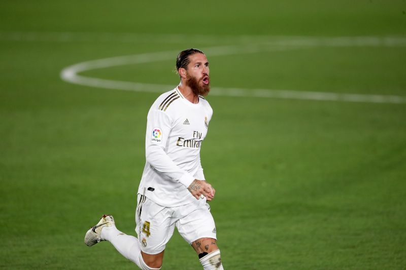 Sergio Ramos celebrates a goal for Real Madrid