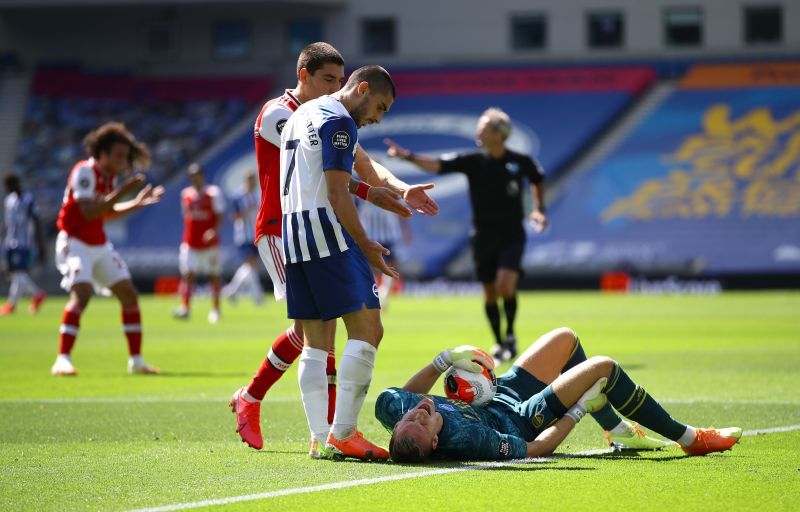 Arsenal fans feared the worst as Bernd Leno was carried off at Brighton.