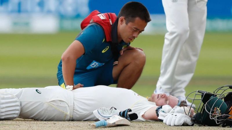 Steve Smith after getting hit on the head by Jofra Archer