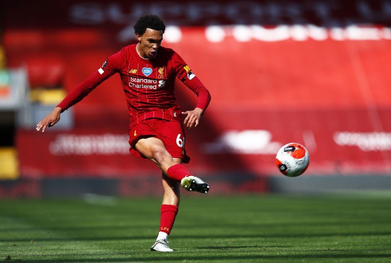 Trent Alexander-Arnold in action against Burnley FC