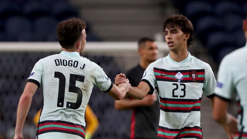 Wolves&#039; Diogo Jota netted his first Portugal goal before Felix made it three with 20 minutes to play