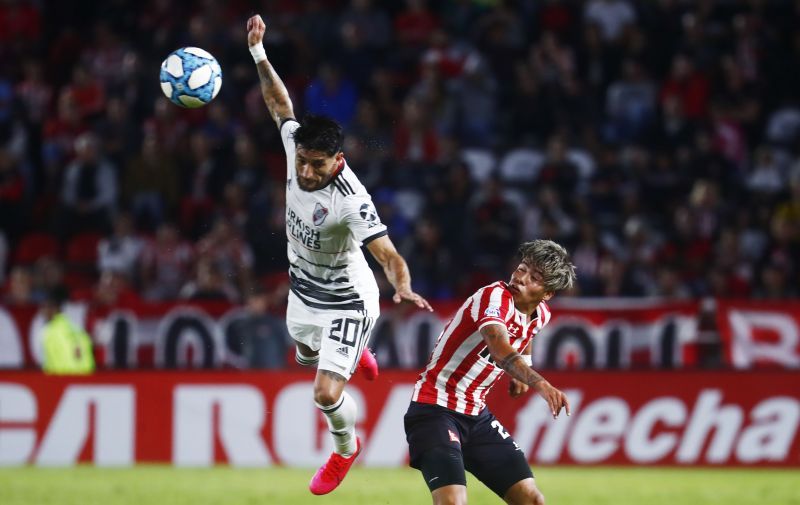 Estudiantes wonderkid Sarmiento (R) in action