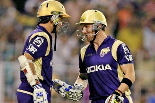 Brendon McCullum and Sourav Ganguly batting together for KKR