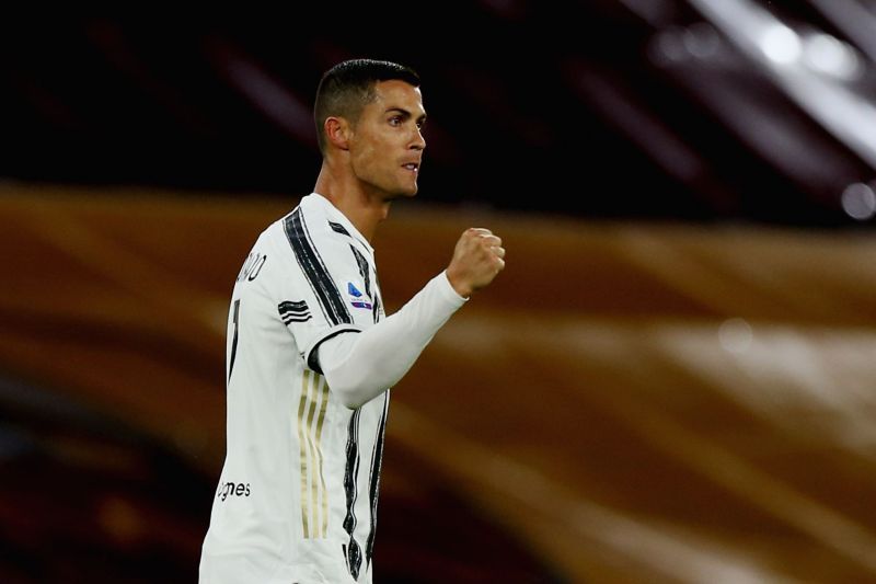 Cristiano Ronaldo celebrates after scoring against AS Roma