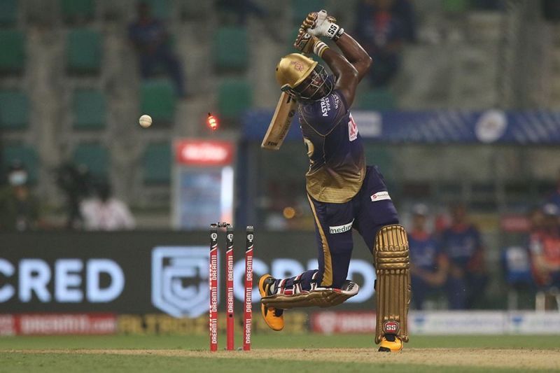 Andre Russell failed to make an impact in the IPL 2020 game against Mumbai Indians (Image Credits:IPLT20.com)