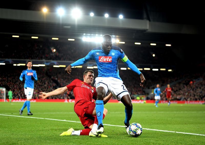Kalidou Koulibaly in action for Napoli against Liverpool in the 2019-20 UEFA Champions League