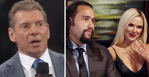 Vince McMahon. Rusev, and Lana