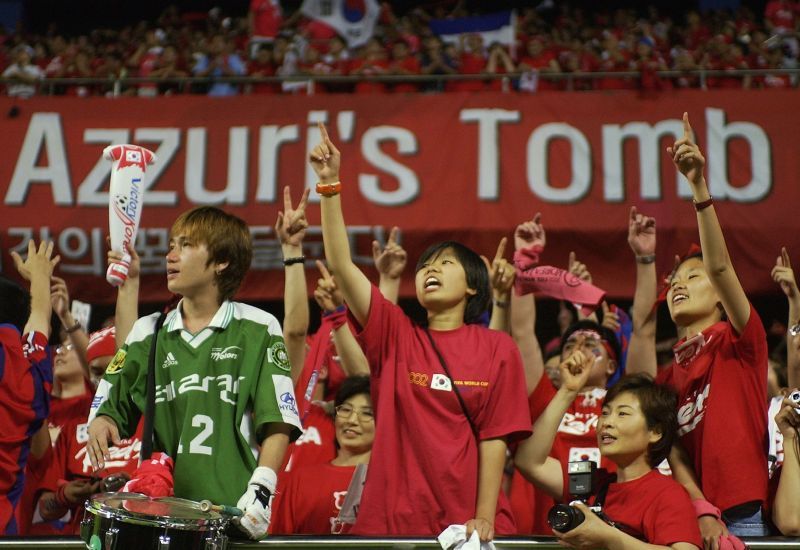 South Korea fans celebrate after they stunned Italy in the last 16.