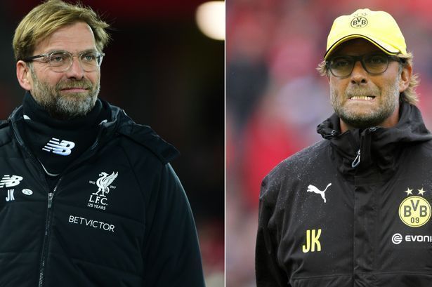 Jurgen Klopp at Liverpool (left) and Borussia Dortmund (right)