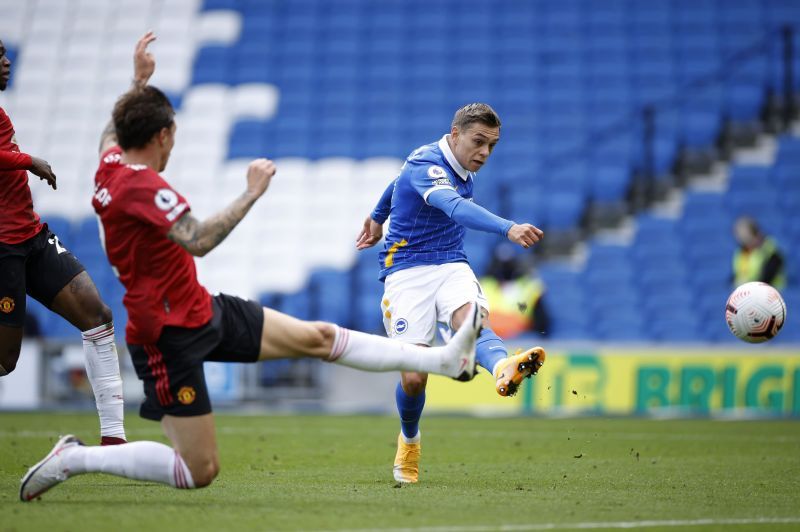 Leandro Trossard hit both posts and the bar in a frustrating outing against Manchester United.