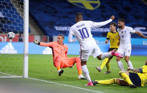 Kylian Mbappe scores France's goal