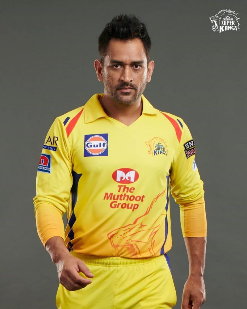 MS Dhoni donning the new CSK kit. Image Credits: Chennai Super Kings