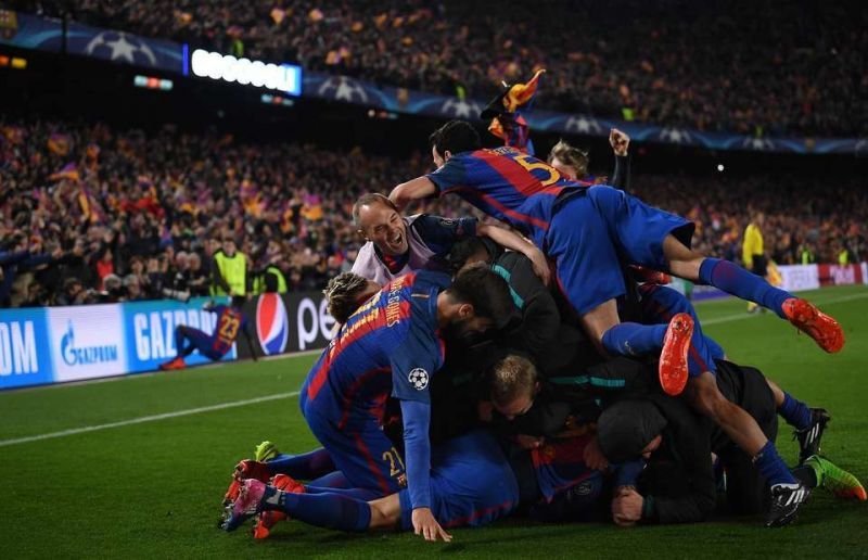 Barcelona players are ecstatic after their epic comeback