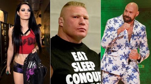 Paige, Brock Lesnar and Tyson Fury