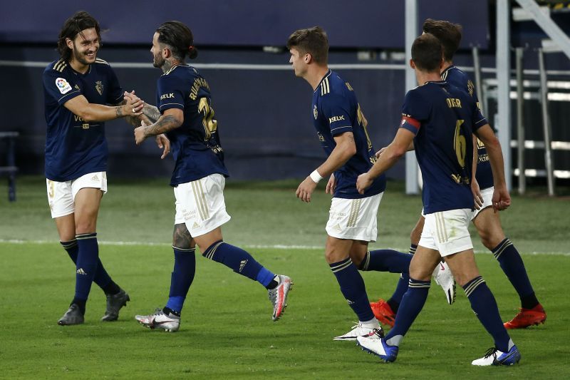 &nbsp;Ruben Garic&shy;a celebrates with his teammates after scoring his side&#039;s second goal against Cadiz