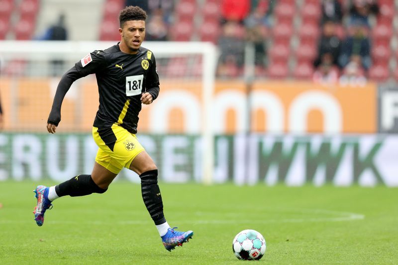 Jadon Sancho in action for Borussia Dortmund vs FC Augsburg