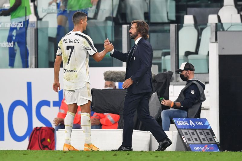 Cristiano Ronaldo and Juventus manager Andrea Pirlo