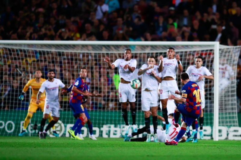 Lionel Messi opened his 2019-20 La Liga account with a sumptous freekick against Sevilla.