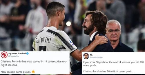 Cristiano Ronaldo scored Juventus' third goal in Andrea Pirlo's first official game